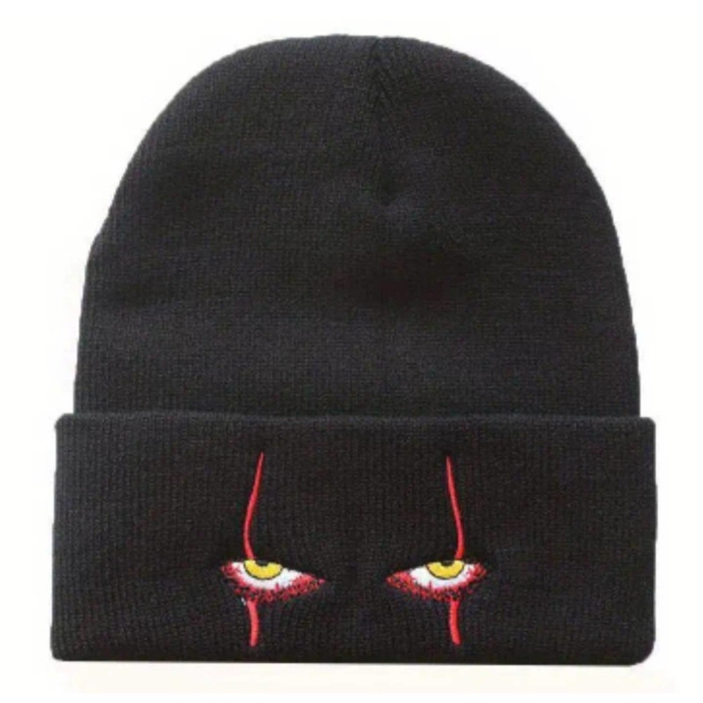 Pennywise It Beanie Stephen King Movie Scary Clown Spooky Halloween Black Gift